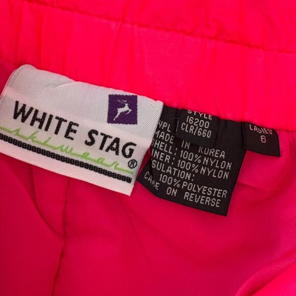 VTG White Stag Ski Pants 6 Hot Pink Neon Overall Nylon Stirrup Retro 80s 90s - Picture 7 of 8